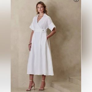 NWT Banana Republic Sedona White Linen Tea Dress Size XS